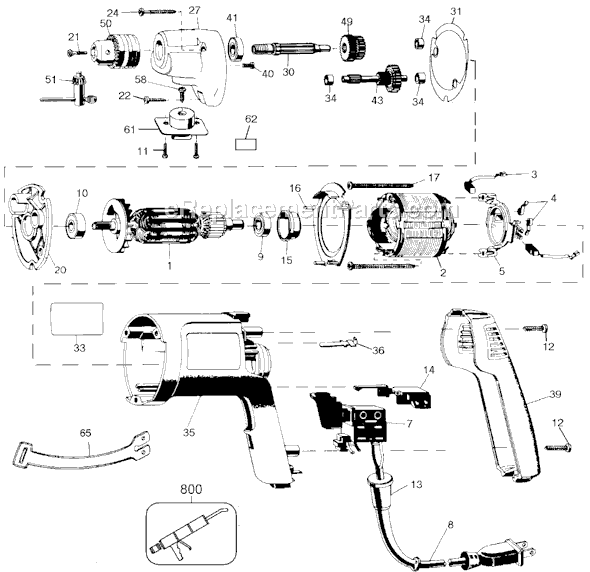 Page A Diagram and Parts List for 258 Type 102 Black and Decker Electric Drill